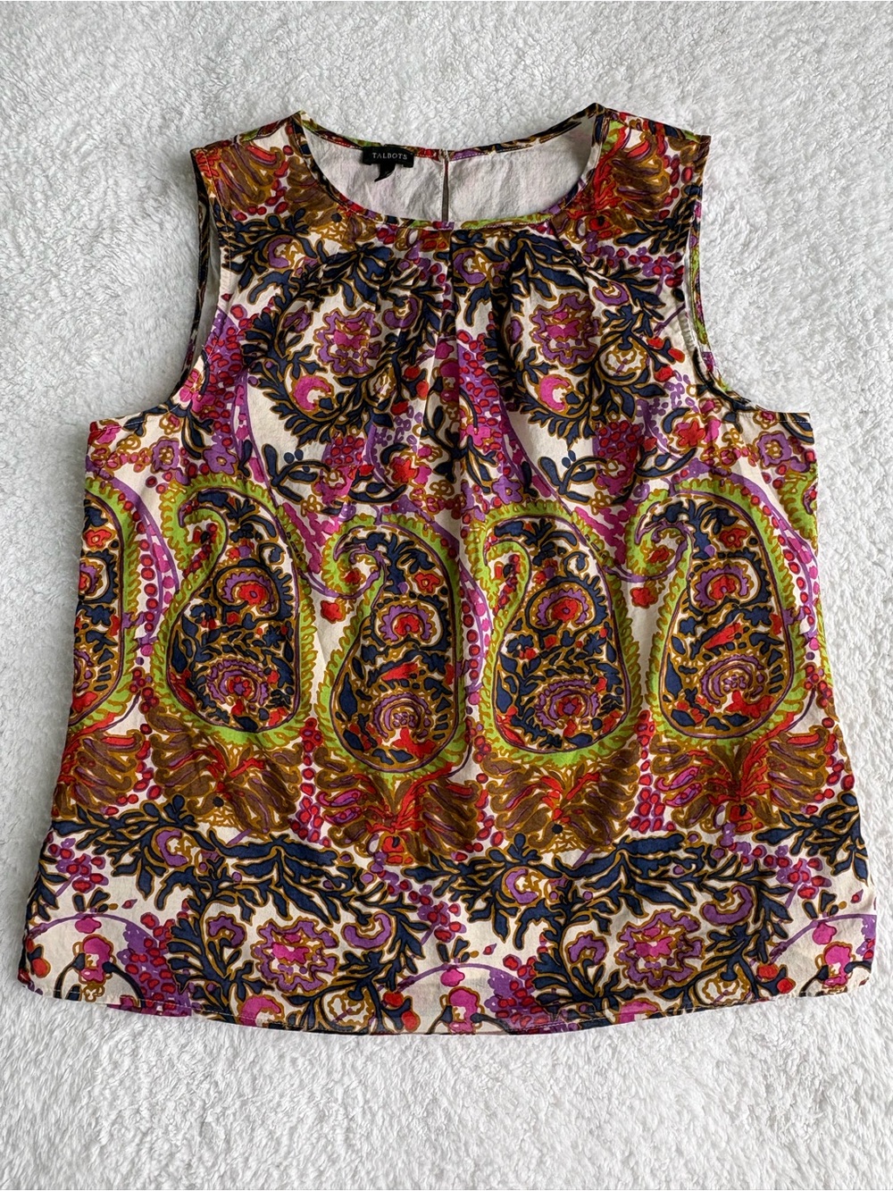 Talbots Lined Paisley Print Shell - Size 16